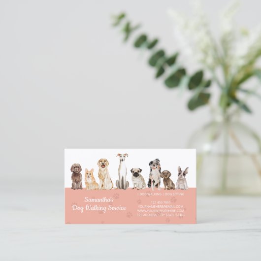 Carte De Visite Chiens d'aquarelle de Corte Paws (Debout devant)