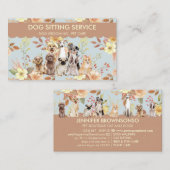 Carte De Visite Chiens d'aquarelle de fleurs de printemps (Devant / Derrière)