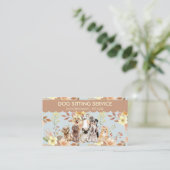 Carte De Visite Chiens d'aquarelle de fleurs de printemps (Debout devant)