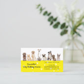 Carte De Visite Chiens d'aquarelle de pattes mignonnes jaunes (Debout devant)