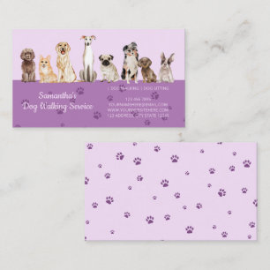 Carte De Visite Chiens d'aquarelle Lilac Cute Paws