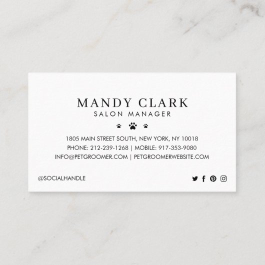 Carte De Visite Chiens d'aquarelle mignonne Soins aux animaux Groo (Dos)