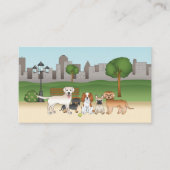 Carte De Visite Chiens De Cartoon Dans Un Parc - Chiens Services D (Devant)