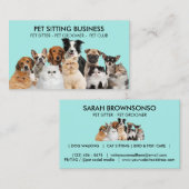 Carte De Visite Chiens de compagnie turquoises (Devant / Derrière)