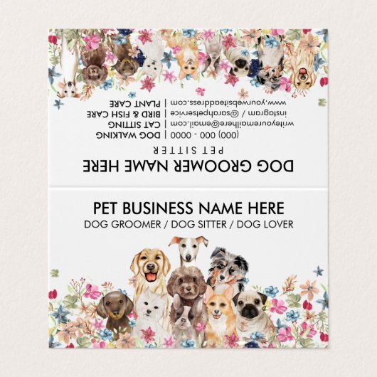 Carte De Visite Chiens de fleurs (Extérieur déplié)
