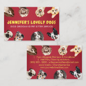 Carte De Visite Chiens de petite taille rouge jaune mignon (Devant / Derrière)