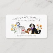 Carte De Visite Chiens de race florale adorables Services de soins (Devant)