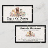 Carte De Visite Chiens d'eau noir Chats Empreintes de pattes Anima (Devant / Derrière)