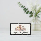 Carte De Visite Chiens d'eau noir Chats Empreintes de pattes Anima (Debout devant)