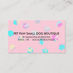 Carte De Visite Chiens d'embarquement turquoise en patte rose