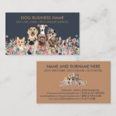 Carte De Visite Chiens Dessin Fleurs Design Moderne Simple (Devant / Derrière)