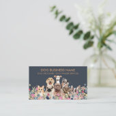 Carte De Visite Chiens Dessin Fleurs Design Moderne Simple (Debout devant)