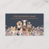 Carte De Visite Chiens Dessin Fleurs Design Moderne Simple (Devant)