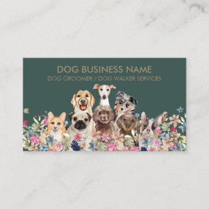 Carte De Visite Chiens Dessinant Fleurs Design