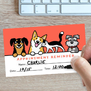 Carte De Visite Chiens et chats Cute Soin animal Rappel de rendez-