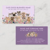 Carte De Visite Chiens et chats fleurs violet lilas (Devant / Derrière)