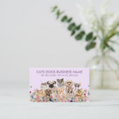 Carte De Visite Chiens et chats fleurs violet lilas (Debout devant)