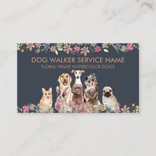 Carte De Visite Chiens Greyhound Caniche Aussie Pug Corgi Yorkie (Devant)