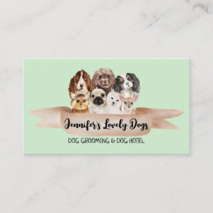 Carte De Visite Chiens Groomer pour animaux de compagnie à ruban v