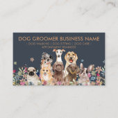 Carte De Visite Chiens huit chiots avec fleurs Rendez-vous (Devant)