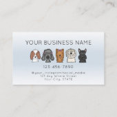 Carte De Visite Chiens mignons adorables Bleu clair (Dos)