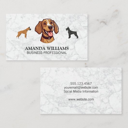 Carte De Visite Chiens mignons | Marbre (Devant / Derrière)