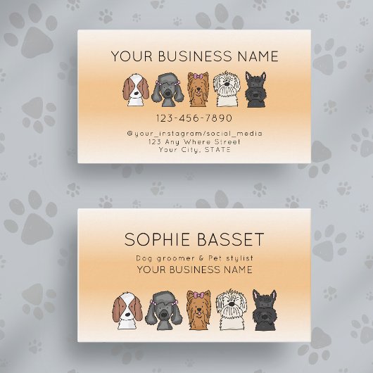 Carte De Visite Chiens Mignons Soins Modernes Orange