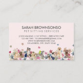 Carte De Visite Chiens Roses Chat Oiseau Hôtel Canapé Animaux Salo (Dos)