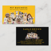 Carte De Visite Chiens Spas de marionnettes Chats jaune noir Flora (Devant / Derrière)