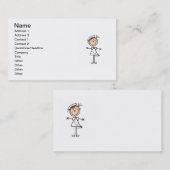 Carte De Visite Chiffre femelle blanc infirmière 2 de bâton (Devant / Derrière)