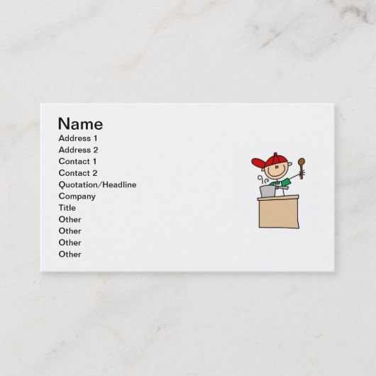 Carte De Visite Chiffre masculin cuisinier de bâton (Devant)