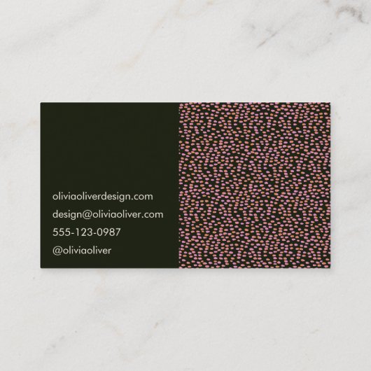 Carte De Visite Chiffre rose noir moderne Script Calligraphie Chic (Dos)