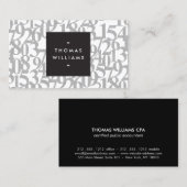 Carte De Visite Chiffres Abstraits gris pour comptables, comptabil (Devant / Derrière)