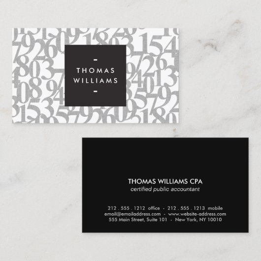 Carte De Visite Chiffres Abstraits gris pour comptables, comptabil (Devant / Derrière)