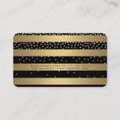 Carte De Visite Chiffres blancs à rayures d'or métallique chic (Dos)