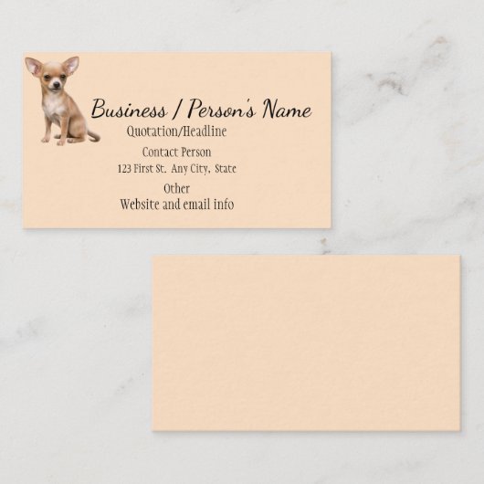Carte De Visite Chihuahua Chien Animaux Animaux Logo Animaux Perso (Devant / Derrière)