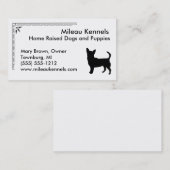 Carte De Visite Chihuahua Noir Blanc Silhouette Animal (Devant / Derrière)