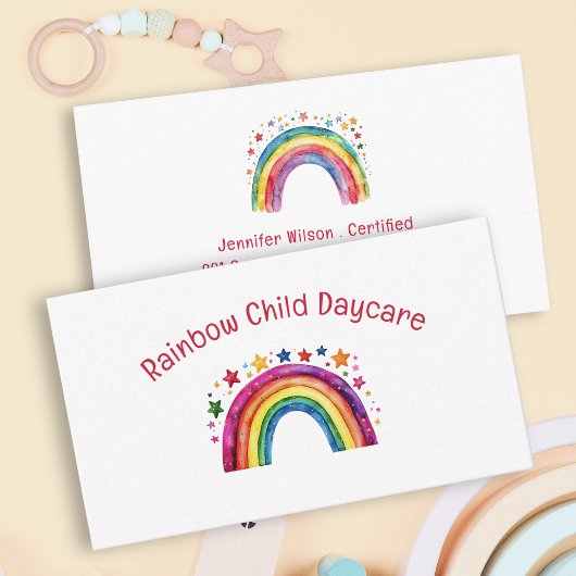 Carte De Visite Child Daycare Childcare Service Rainbow