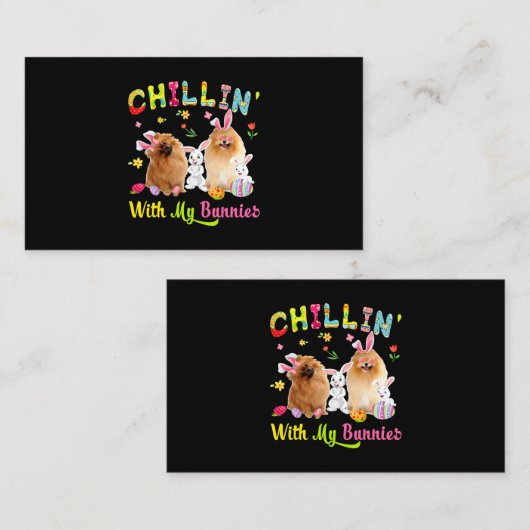 Carte De Visite Chillin avec mes lapins mignons lapin Chiens Pomér (Devant / Derrière)