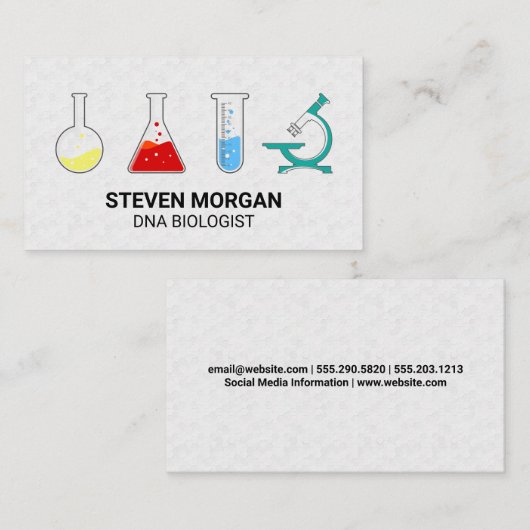 Carte De Visite Chimie Beakers | Microscope (Devant / Derrière)