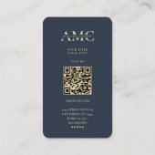 Carte De Visite Chimie moderne Monogramme Chimiste Bleu foncé Or (Dos)