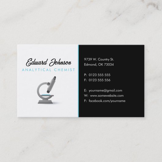 Carte De Visite Chimiste analytique | Microscope scientifique (Devant)