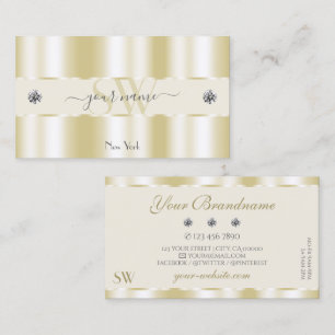 Carte De Visite Chimmery Gold Sparkle Diamonds Monogramme Luxueux