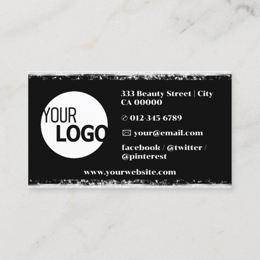 Carte De Visite Chimmery Silver Parties scintillant Chrome avec Lo (Dos)