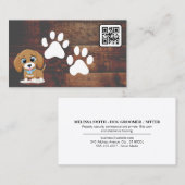 Carte De Visite Chiot | Cute Doggie Paws | Bois | Code QR (Devant / Derrière)