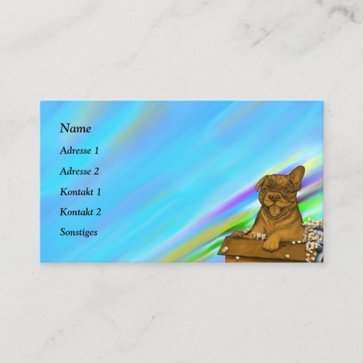 Carte De Visite Chiot dans une boîte (Devant)