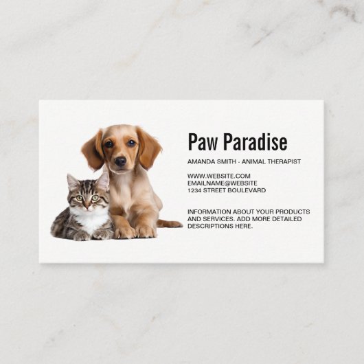 Carte De Visite Chiot et Kitty Laying côte à côte (Devant)