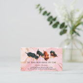 Carte De Visite Chiots Teckel Mignons Soins Rose Agate Dorée (Debout devant)