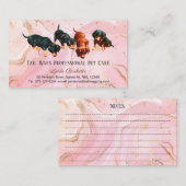 Carte De Visite Chiots Teckel Mignons Soins Rose Agate Dorée (Devant / Derrière)