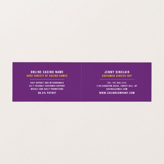 Carte De Visite Chips de casino, Gestionnaire de casino Détail (Intérieur déplié)